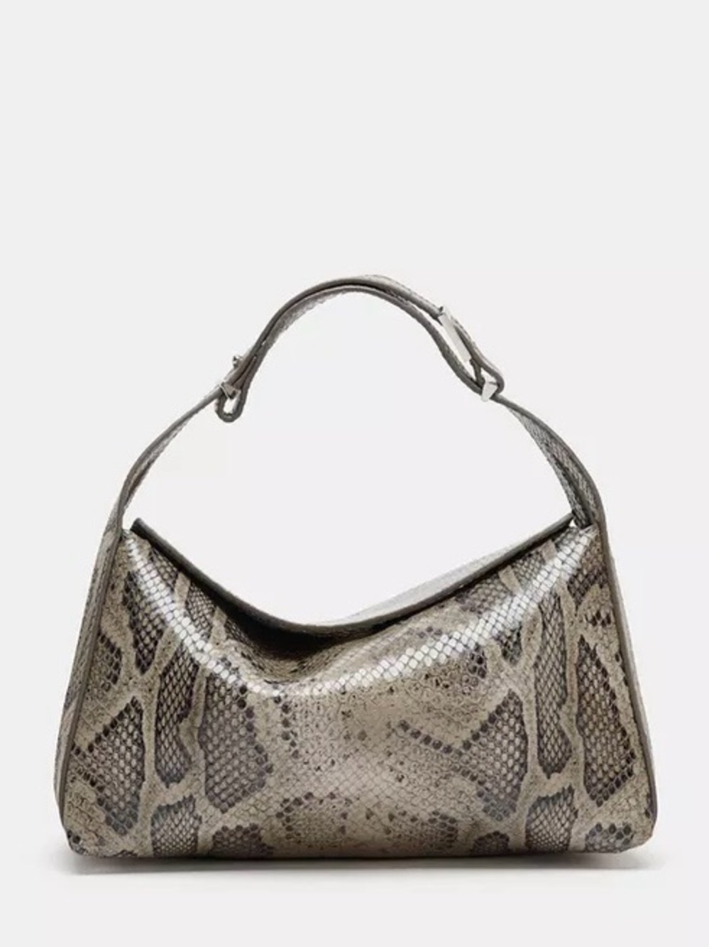 Zara 100% Leather Animal Print Bag Snakeskin Effect Chic Elevated Basic Size M